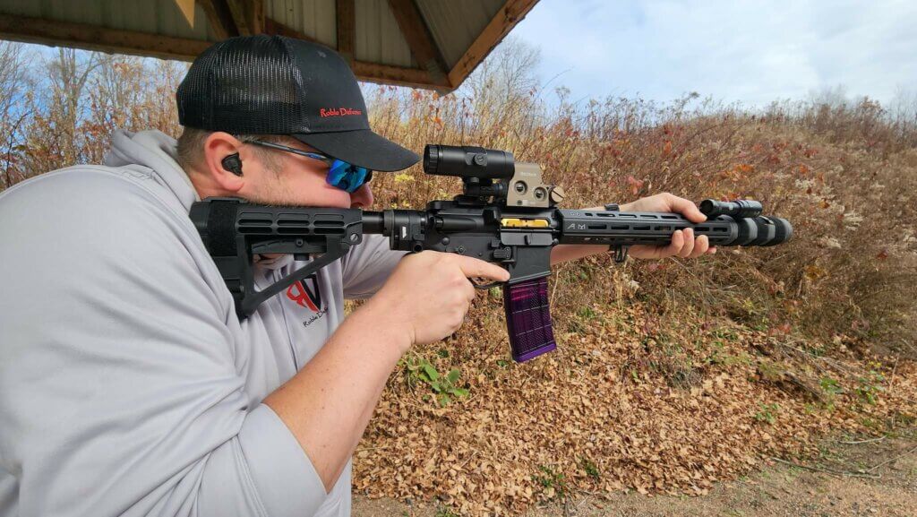 Kyle Shooting AR-15 folding stock adapter on a rifle